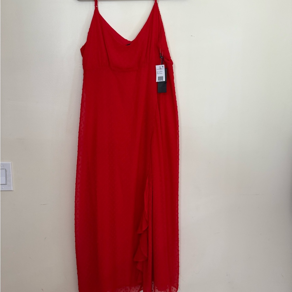 Black Tape_ Rose-Red Textured Dress